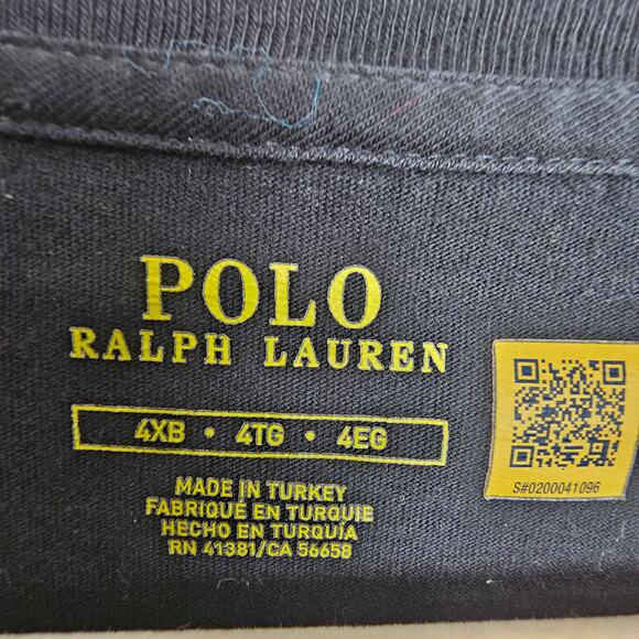 Polo Ralph Lauren Mens T-Shirt Big Pony Logo Size 4XB Black Paint Spellout Tee - Picture 6 of 7